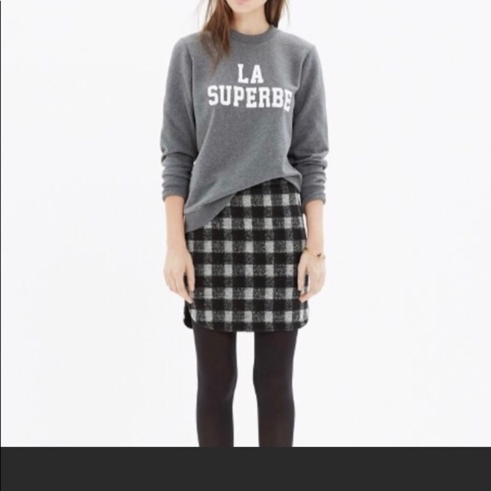 Madewell black and Grey buffalo plaid oxford skirt